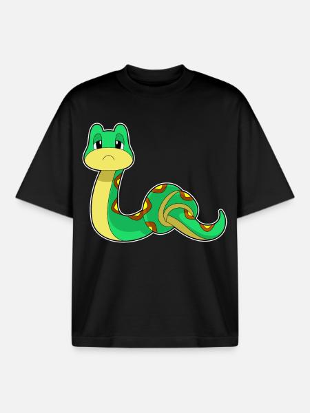 Funny snake - Boxy Heavyweight Unisex Organic T-Shirt by Stanley/Stella - black