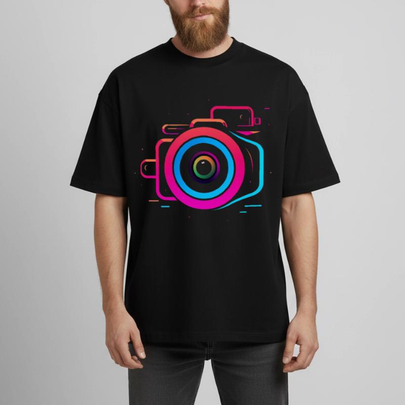 Kamera Synthwave Stil Boxy Heavyweight Unisex Organic T-Shirt von Stanley/Stella