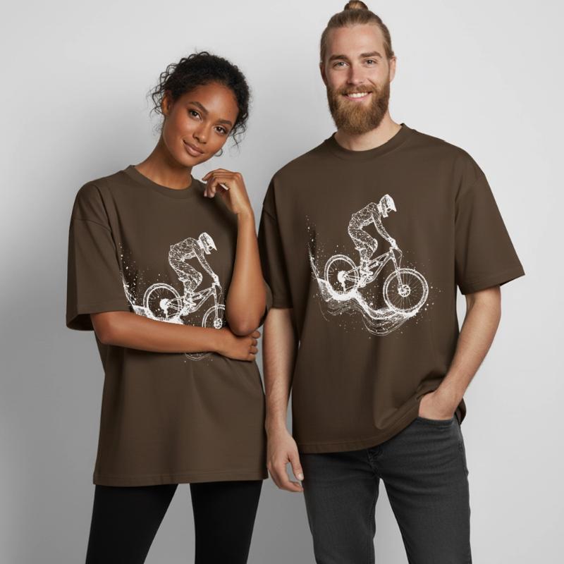 Mountain Biking Drawing Boxy Heavyweight Unisex Organic T-Shirt by Stanley/Stella