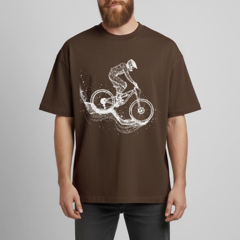 Mountain Biking Drawing Boxy Heavyweight Unisex Organic T-Shirt by Stanley/Stella