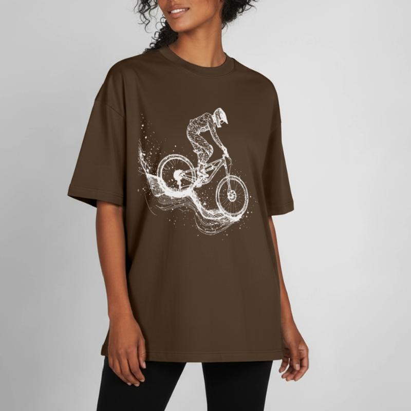 Mountain Biking Drawing Boxy Heavyweight Unisex Organic T-Shirt by Stanley/Stella