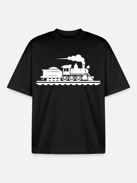 Railway Drawing - Boxy Heavyweight Unisex Organic T-Shirt by Stanley/Stella - black