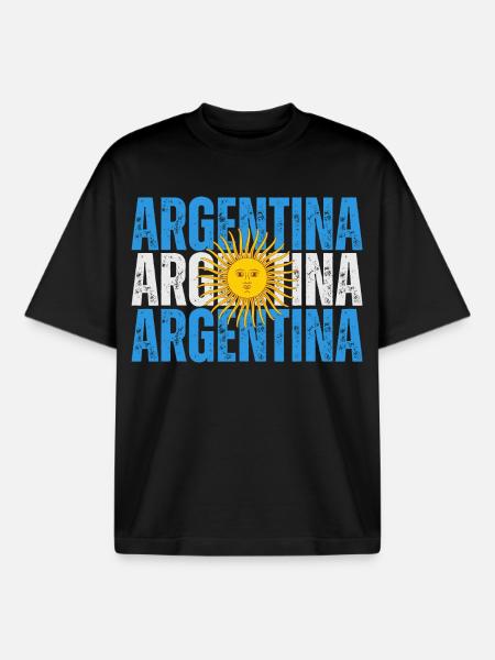 Flag of Argentina, Argentine pride - Boxy Heavyweight Unisex Organic T-Shirt by Stanley/Stella - black
