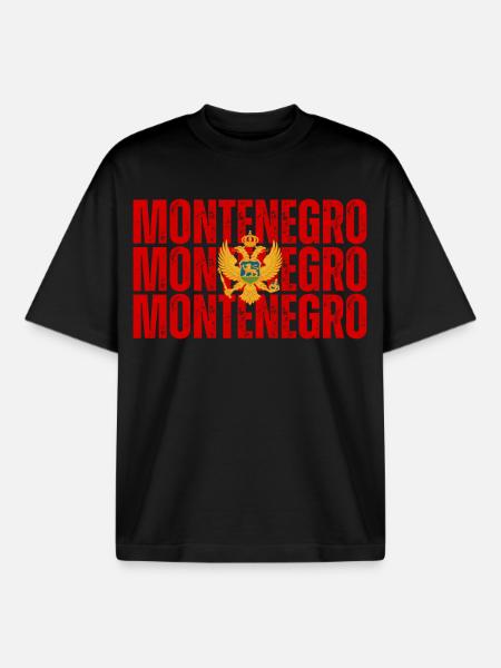Flag of Montenegro - Boxy Heavyweight Unisex Organic T-Shirt by Stanley/Stella - black