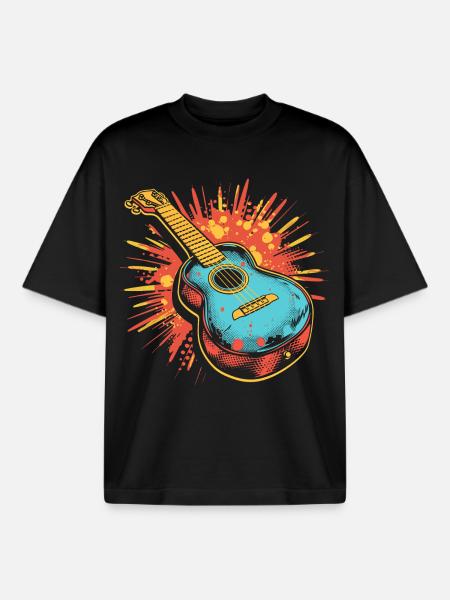 Ukulele Graphics - Boxy Heavyweight Unisex Organic T-Shirt by Stanley/Stella - black