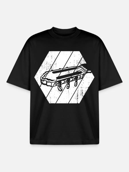 Guitar Headstock Drawing - Boxy Heavyweight Unisex Organic T-Shirt by Stanley/Stella - black