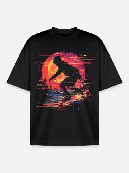 Skateboarder Pixel Art - Boxy Heavyweight Unisex Organic T-Shirt von Stanley/Stella - Schwarz