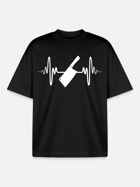 Hackmesser Herzschlag - Boxy Heavyweight Unisex Organic T-Shirt von Stanley/Stella - Schwarz