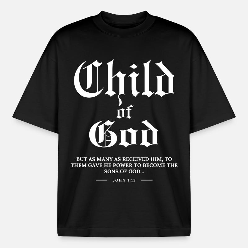 Ich bin ein Kind Gottes - Boxy Heavyweight Unisex Organic T-Shirt von Stanley/Stella - Schwarz