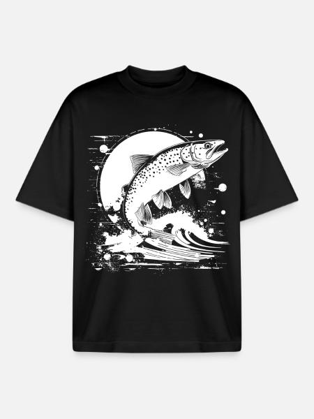 Fishing Graph - Boxy Heavyweight Unisex Organic T-Shirt by Stanley/Stella - black