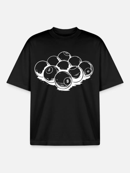 Billiard Balls Drawing - Boxy Heavyweight Unisex Organic T-Shirt by Stanley/Stella - black