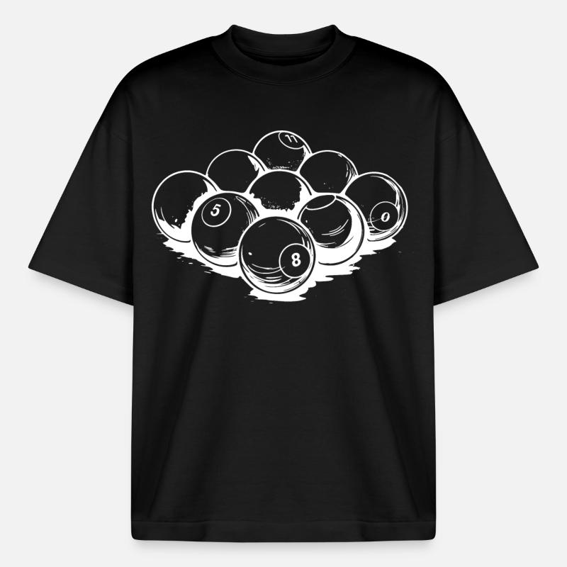 Dessin de boules de billard - T-shirt unisexe boxy épais biologique Stanley/Stella - noir
