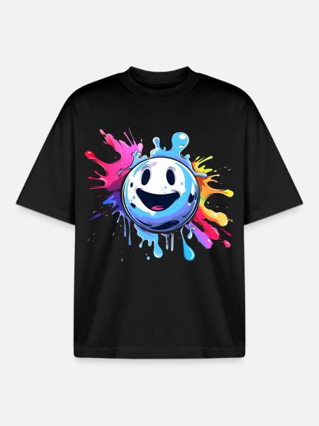 Cartoon Bowling Ball - Boxy Heavyweight Unisex Organic T-Shirt by Stanley/Stella - black