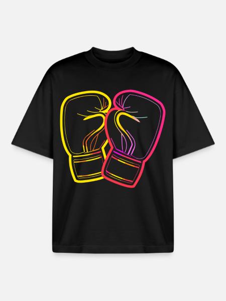 Boxing Gloves Drawing - Boxy Heavyweight Unisex Organic T-Shirt by Stanley/Stella - black