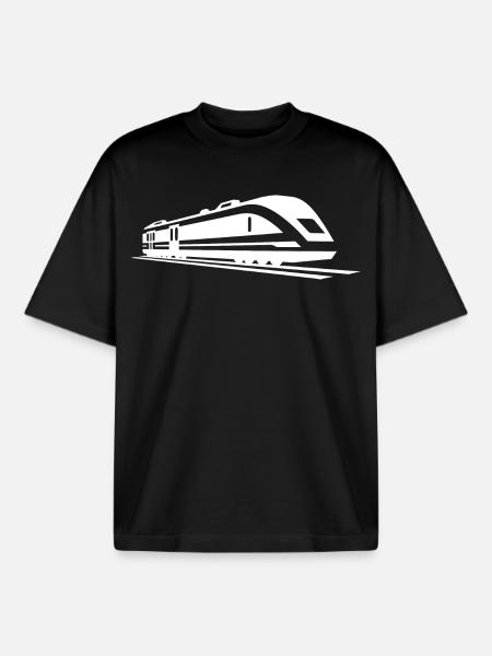 Train Drawing - Boxy Heavyweight Unisex Organic T-Shirt by Stanley/Stella - black
