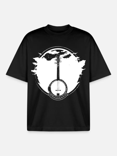 Banjo Sketch - Boxy Heavyweight Unisex Organic T-Shirt by Stanley/Stella - black