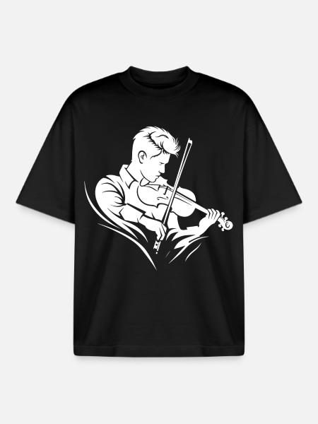 Violinist - Boxy Heavyweight Unisex Organic T-Shirt by Stanley/Stella - black