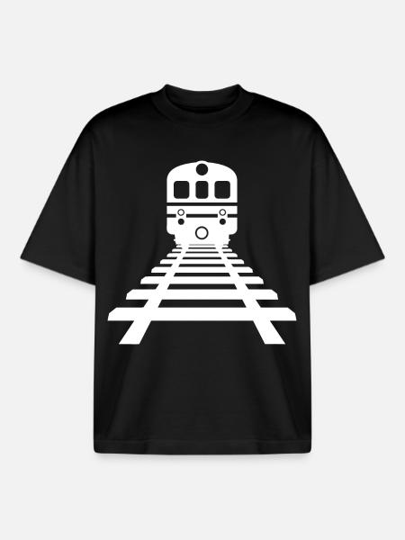 Railway Drawing - Boxy Heavyweight Unisex Organic T-Shirt by Stanley/Stella - black