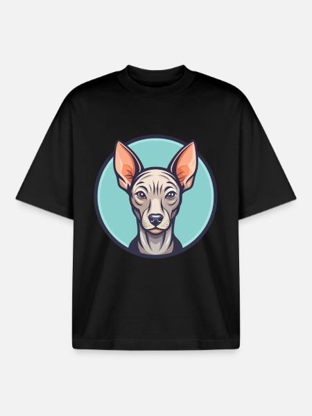 Inka haarlose Hunderasse Cartoon Kawaii Clipart Haustier - Boxy Heavyweight Unisex Organic T-Shirt von Stanley/Stella - Schwarz