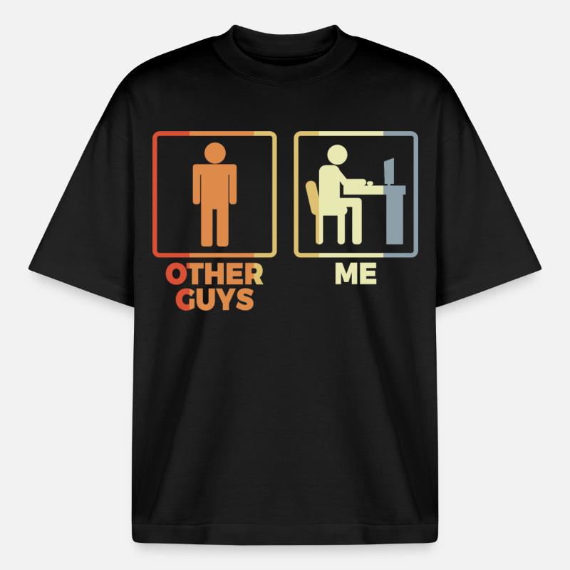 Programmer stick figure - Heavyweight Boxy Unisex T-Shirt by Stanley/Stella - black