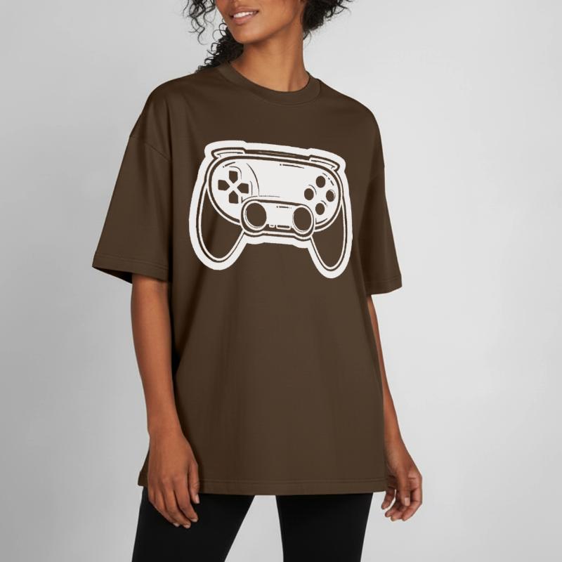 Dessin de manette de jeu vidéo T-shirt unisexe boxy épais biologique Stanley/Stella