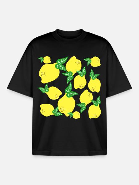 Lemon Pattern - Boxy Heavyweight Unisex Organic T-Shirt by Stanley/Stella - black