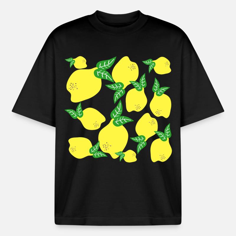 Lemon Pattern - Boxy Heavyweight Unisex Organic T-Shirt by Stanley/Stella - black