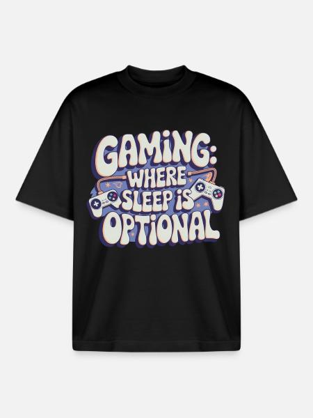 GAMING: WHERE SLEEP IS OPTIONAL - Boxy Heavyweight Unisex Organic T-Shirt by Stanley/Stella - black
