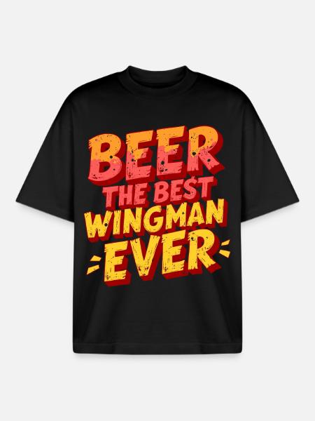 BEER: THE BEST WINGMAN EVER - Boxy Heavyweight Unisex Organic T-Shirt by Stanley/Stella - black