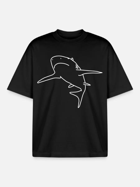 Lineart requin - T-shirt unisexe boxy épais biologique Stanley/Stella - noir