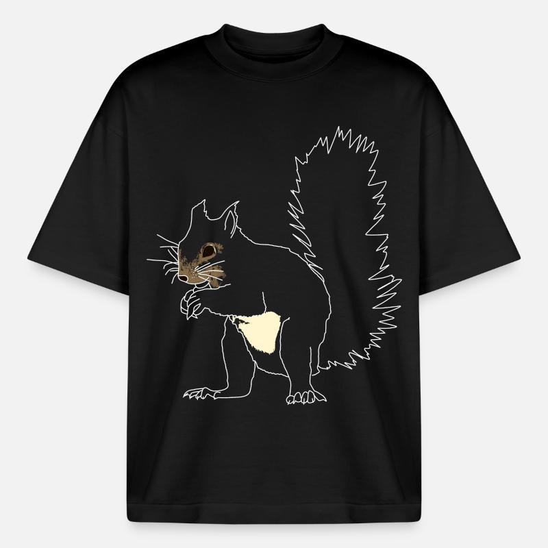 Eichhörnchen lineart - Boxy Heavyweight Unisex Organic T-Shirt von Stanley/Stella - Schwarz