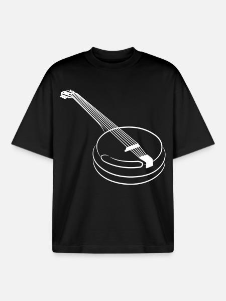 Banjo Sketch - Boxy Heavyweight Unisex Organic T-Shirt by Stanley/Stella - black