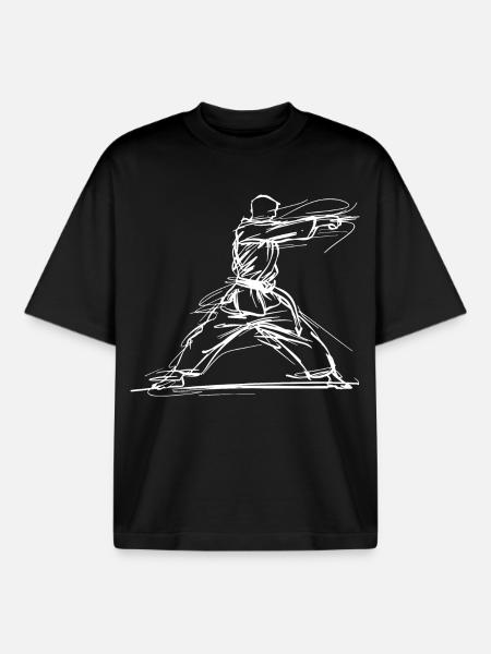 Karateka Sketch - Boxy Heavyweight Unisex Organic T-Shirt by Stanley/Stella - black