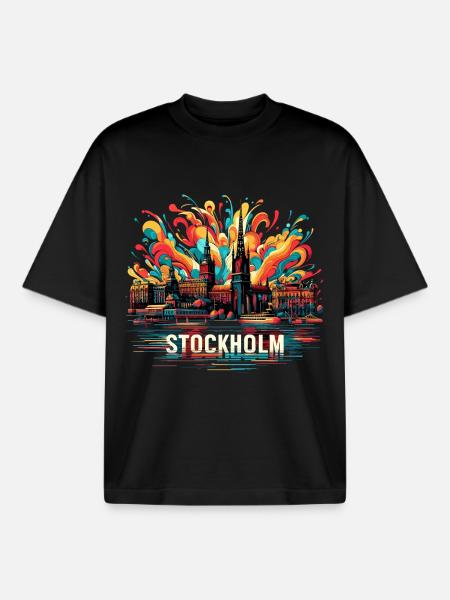 Stockholm Capital Sweden Gift - Boxy Heavyweight Unisex Organic T-Shirt by Stanley/Stella - black