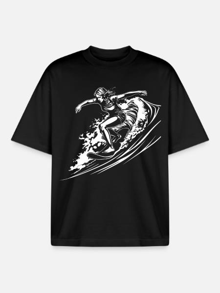 Surfeuse - T-shirt unisexe boxy épais biologique Stanley/Stella - noir