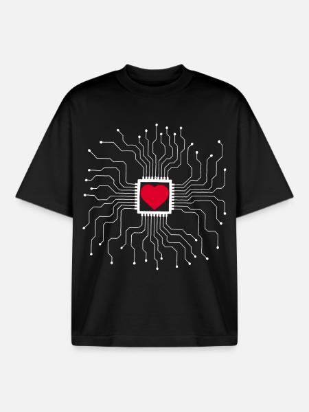 The heart is a machine - Boxy Heavyweight Unisex Organic T-Shirt by Stanley/Stella - black