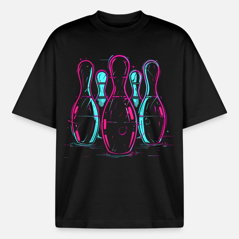Bowling rétro Synthwave - T-shirt unisexe épais coupe boxy Stanley/Stella - noir