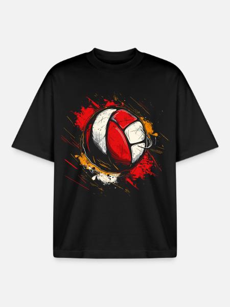 Dessin de volley-ball - T-shirt unisexe boxy épais biologique Stanley/Stella - noir