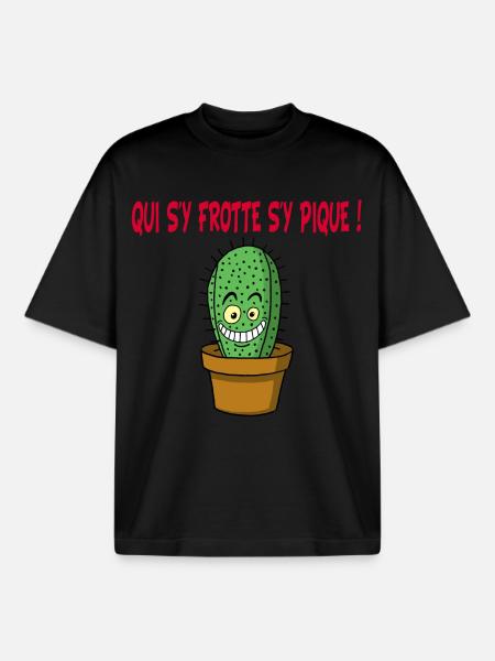 Cactus manga - T-shirt unisexe boxy épais biologique Stanley/Stella - noir