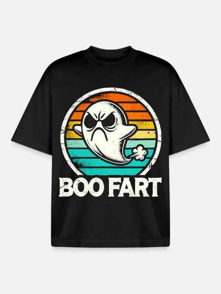 Funny Ghost Farts – Halloween Fun - Boxy Heavyweight Unisex Organic T-Shirt by Stanley/Stella - black