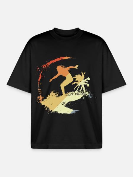 Surfer 80s - Boxy Heavyweight Unisex Organic T-Shirt by Stanley/Stella - black