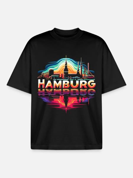 Hamburg City Gift - Boxy Heavyweight Unisex Organic T-Shirt by Stanley/Stella - black