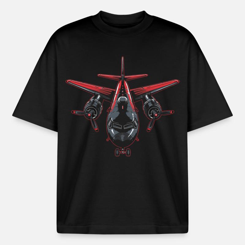 Graphisme d’avion - T-shirt unisexe épais coupe boxy Stanley/Stella - noir