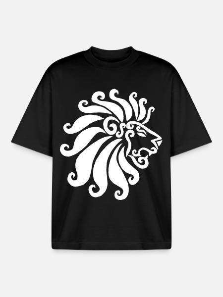 Lion blanc - T-shirt unisexe boxy épais biologique Stanley/Stella - noir
