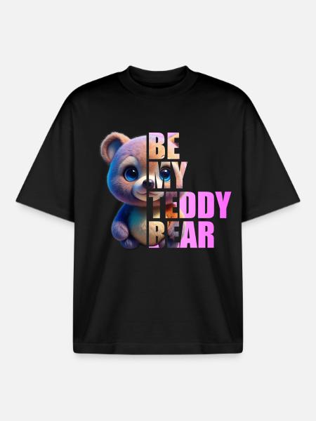 Be my Teddy Bear Design - Boxy Heavyweight Unisex Organic T-Shirt by Stanley/Stella - black