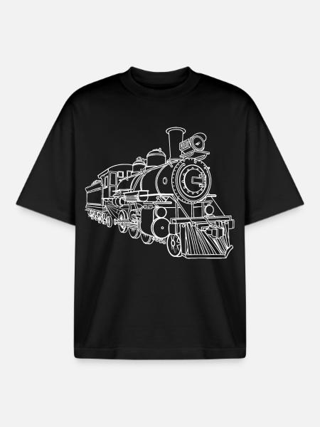Railway Sketch - Boxy Heavyweight Unisex Organic T-Shirt by Stanley/Stella - black