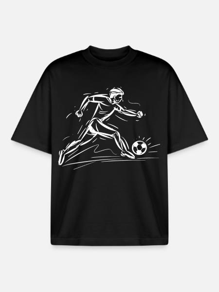 Soccer Player Graphic - Boxy Heavyweight Unisex Organic T-Shirt by Stanley/Stella - black