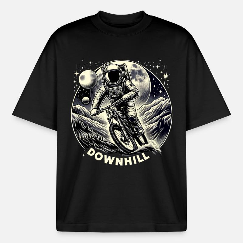 Conception de descente d’astronaute - T-shirt unisexe boxy épais biologique Stanley/Stella - noir