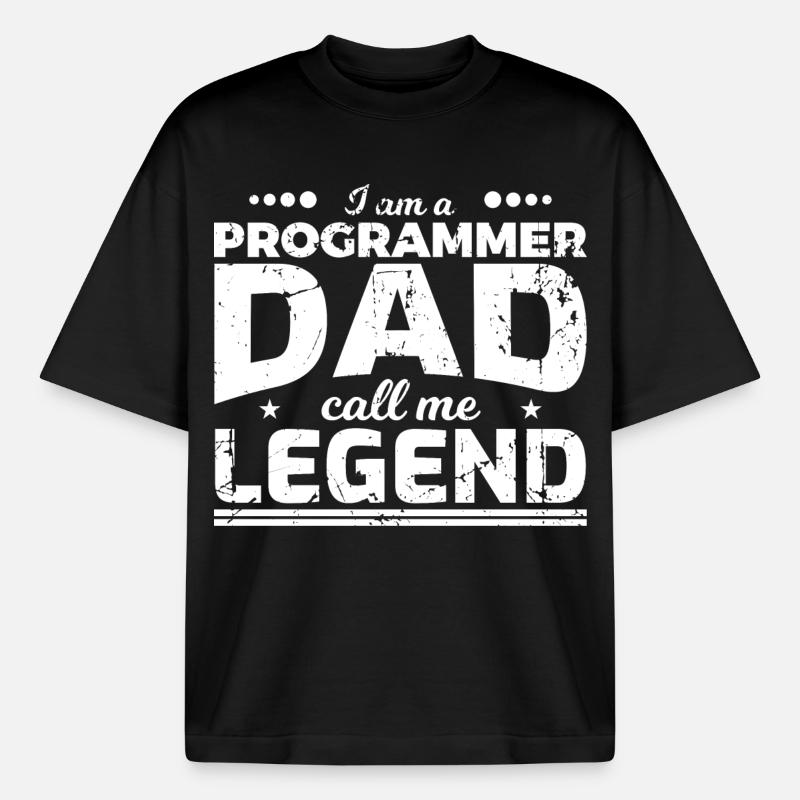 Papa codeur - T-shirt unisexe épais coupe boxy Stanley/Stella - noir