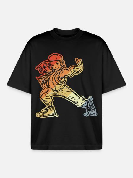 Fille de breakdance - T-shirt unisexe boxy épais biologique Stanley/Stella - noir